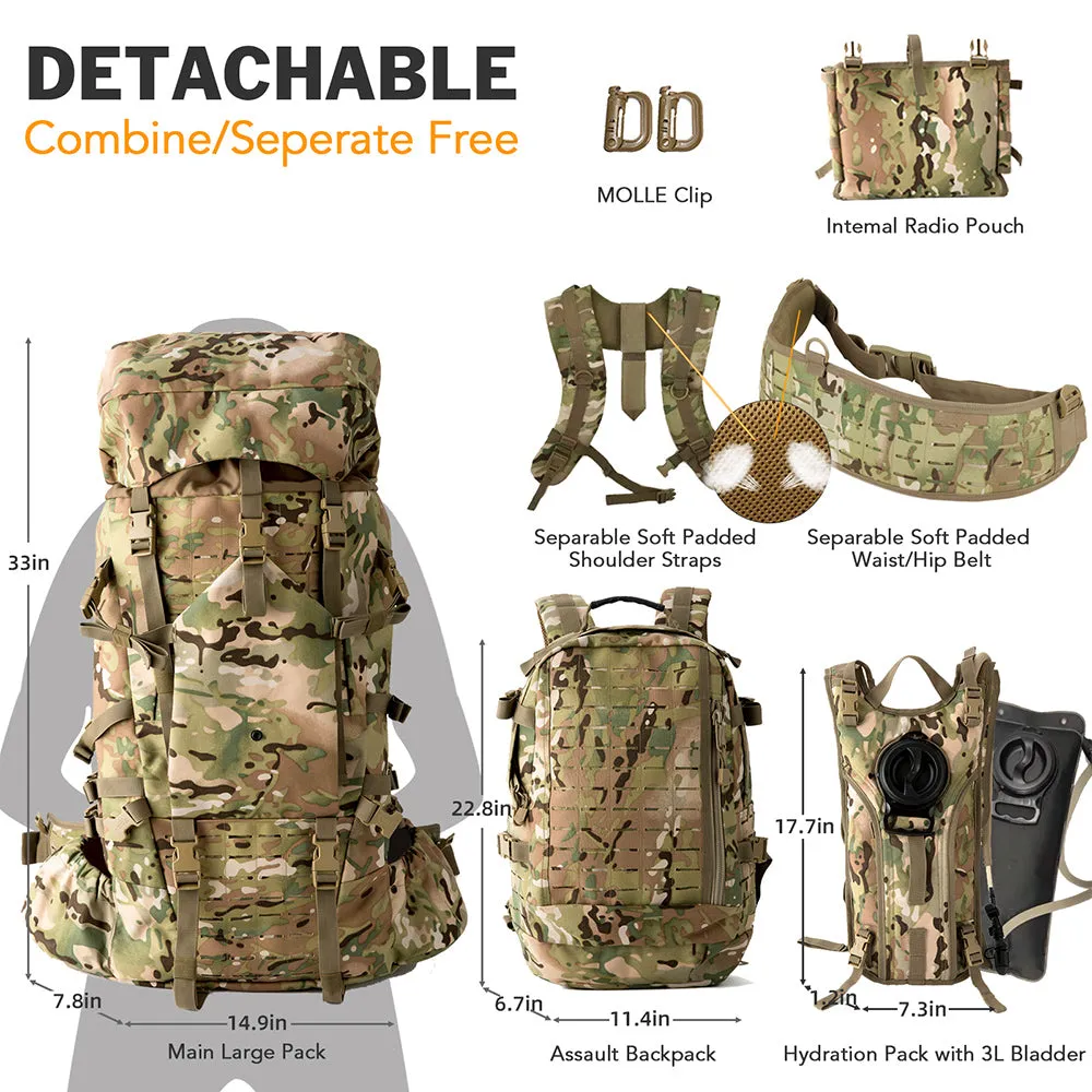 Akmax 100L Large Backpack Camping Equipment Man‘s Bag Hydration Pack backpack Waterproof Backpacks 4 in 1