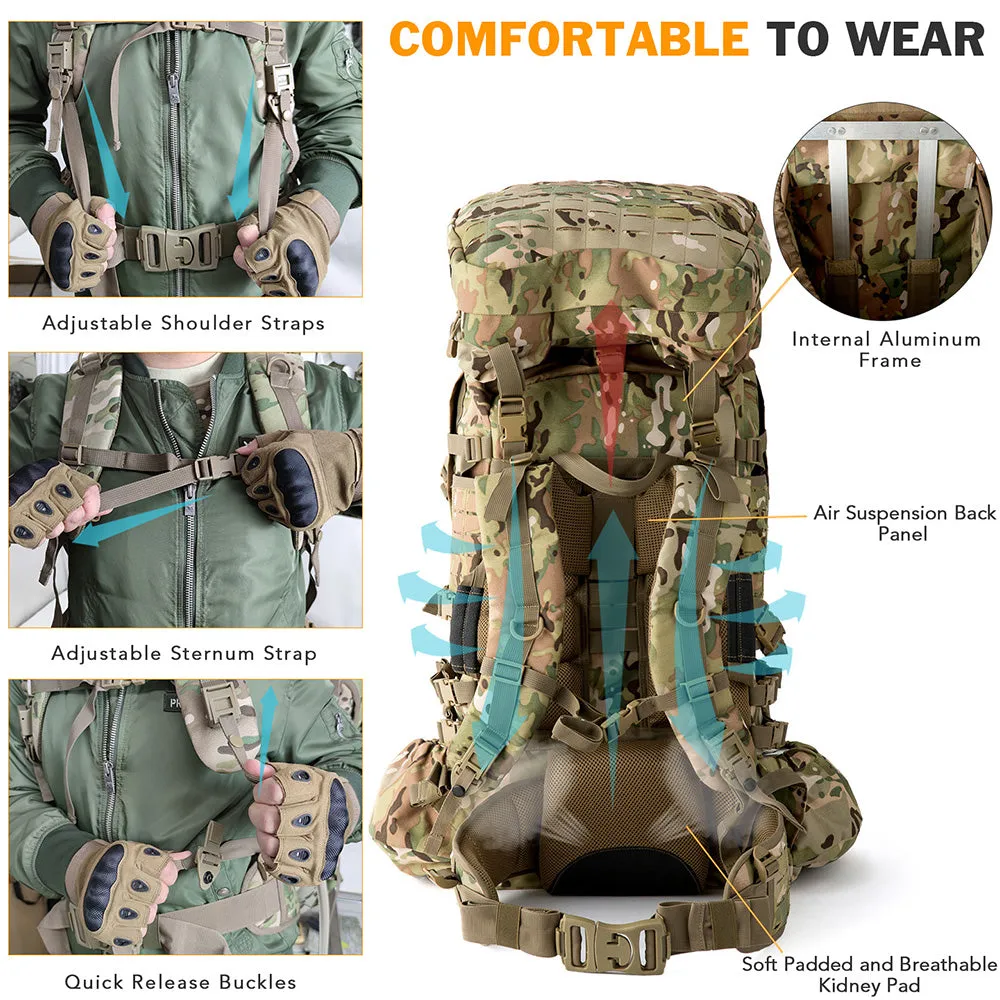 Akmax 100L Large Backpack Camping Equipment Man‘s Bag Hydration Pack backpack Waterproof Backpacks 4 in 1