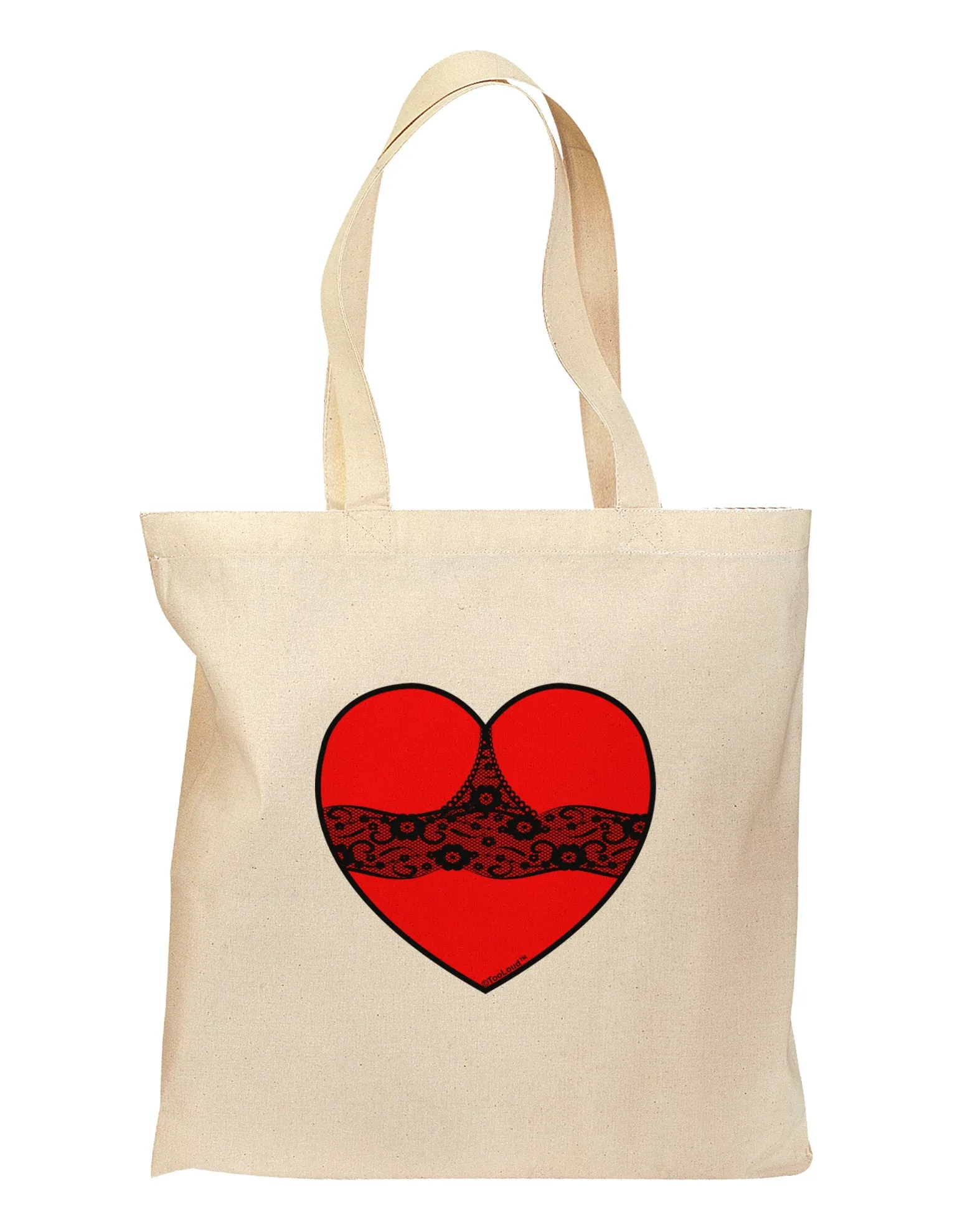 Black Lace Panty Heart Grocery Tote Bag