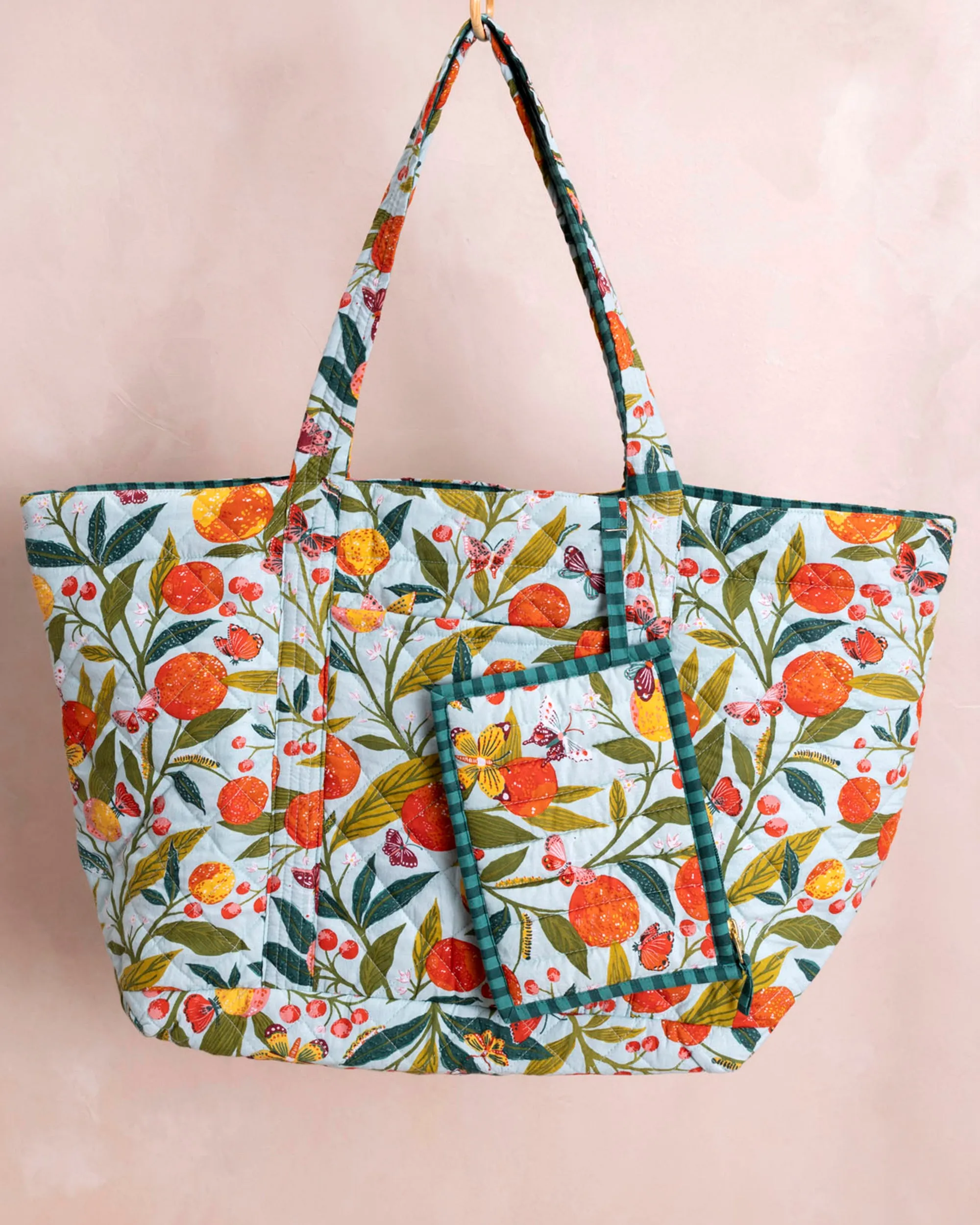 Butterfly Grove - Weekend Bag With Pouch - Soft Blue