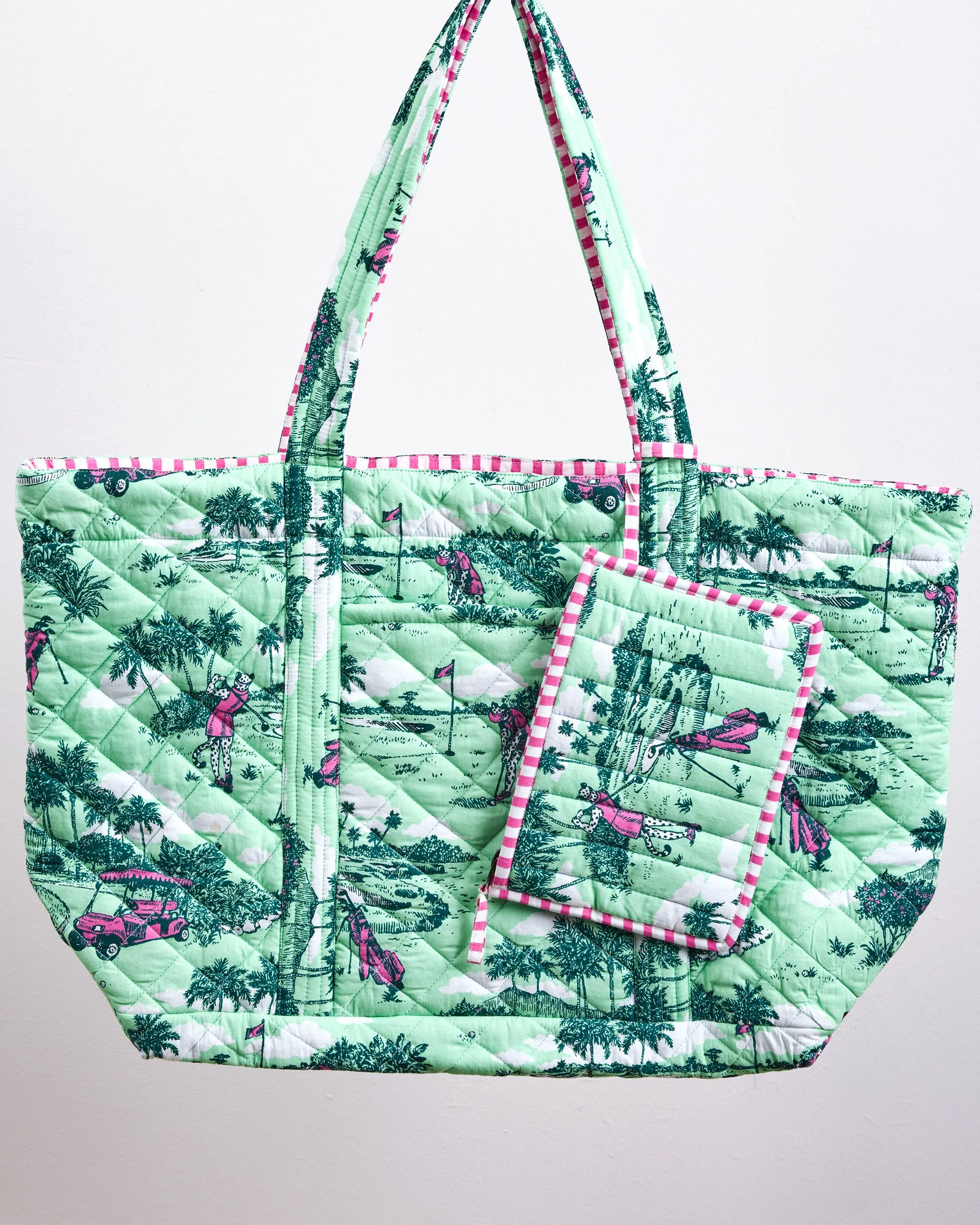 Golf Toile - Weekend Bag With Pouch - Putting Green