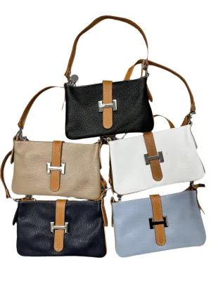Italian Leather H Bag-Two Tone