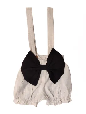 Oversized Bow & Suspenders Diaper Cover - Black