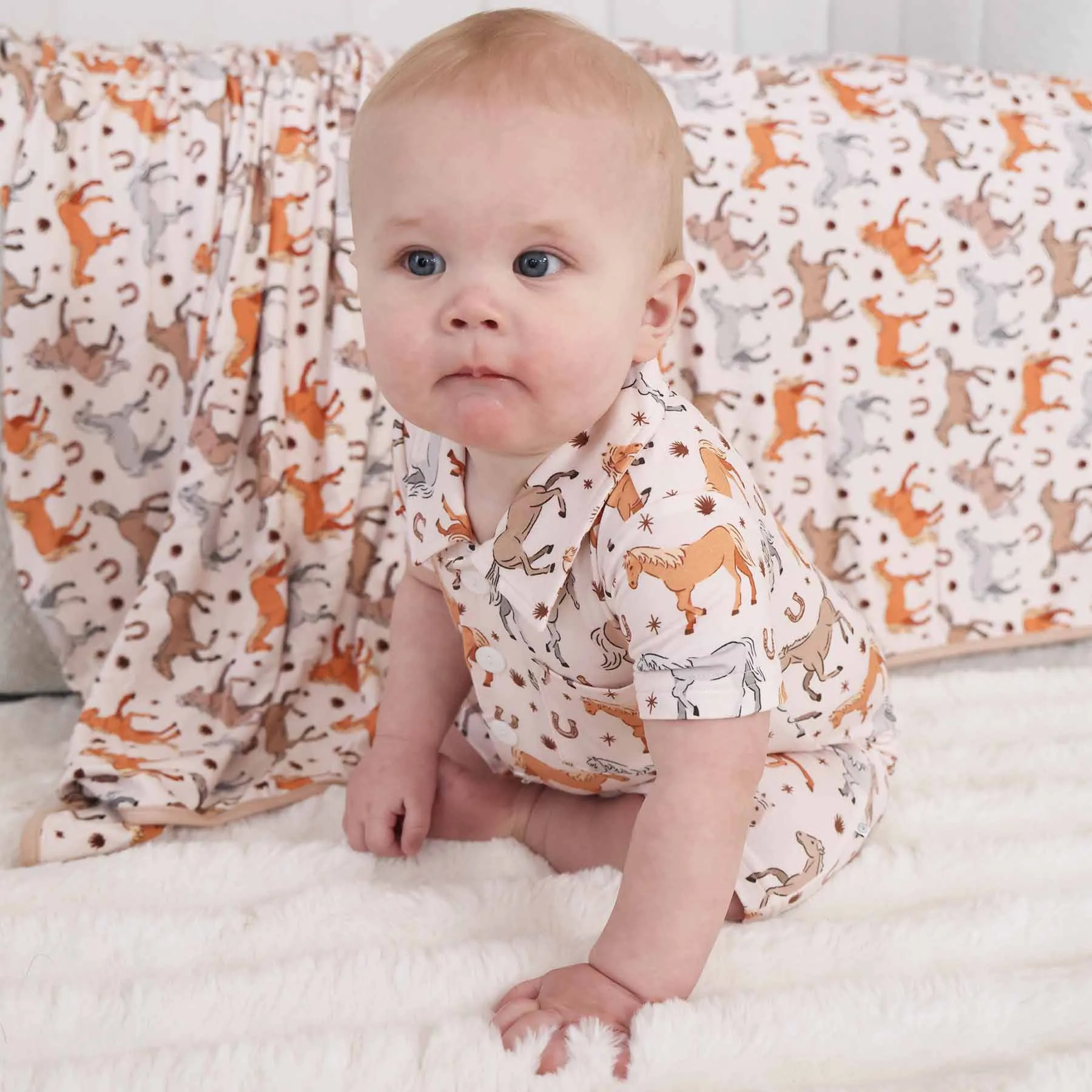 P's Ponies Button Romper