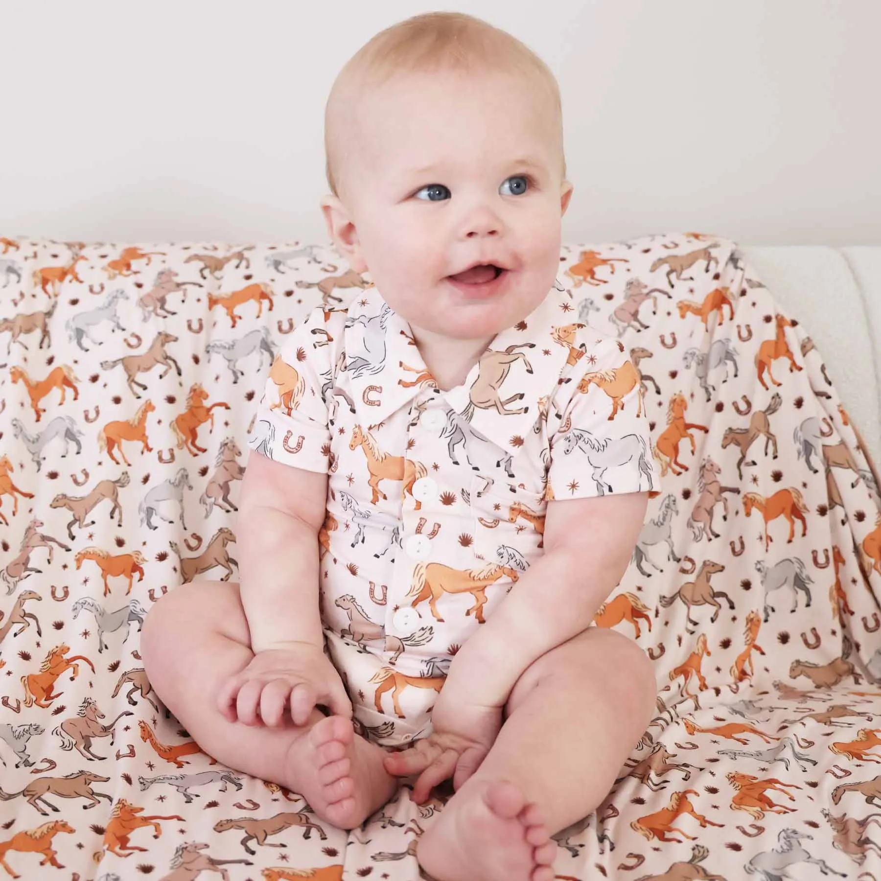P's Ponies Button Romper