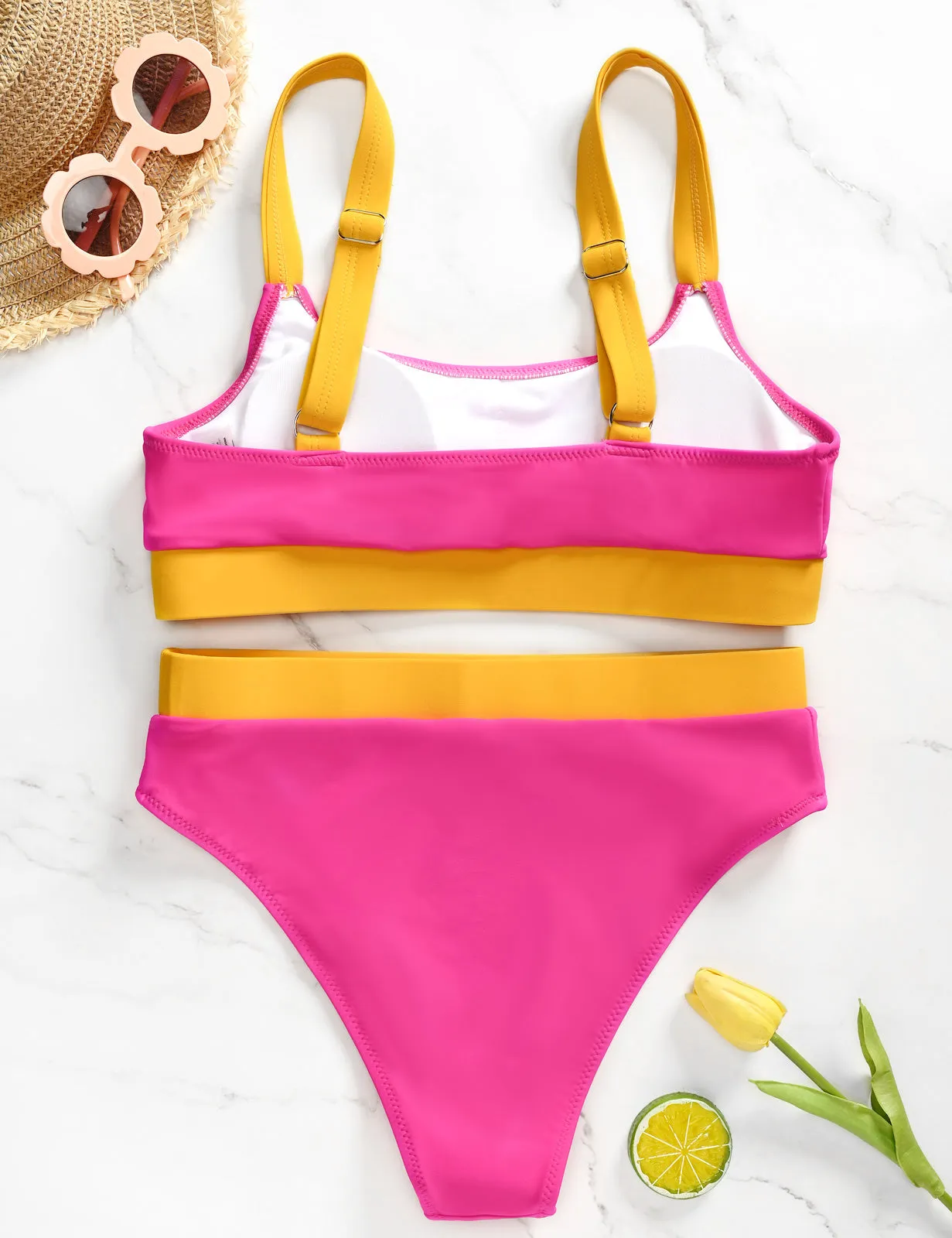 Sporty Color Block Bikini Sets