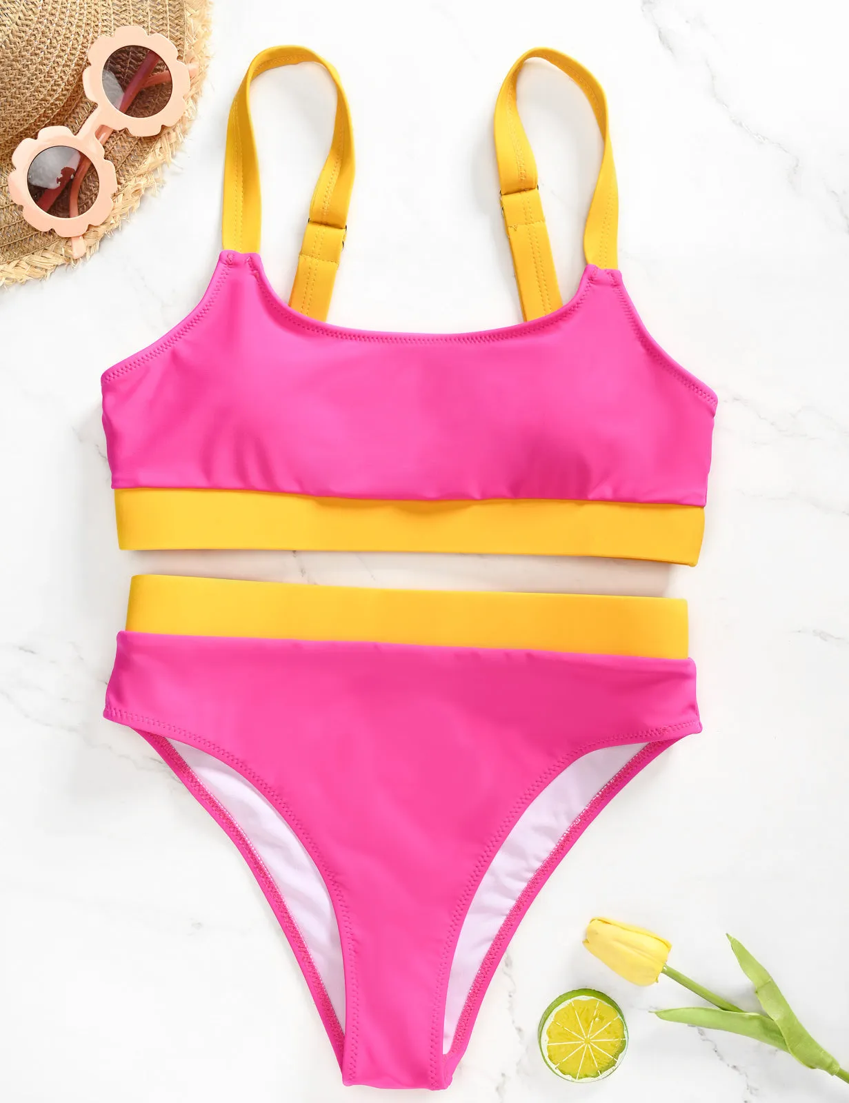 Sporty Color Block Bikini Sets