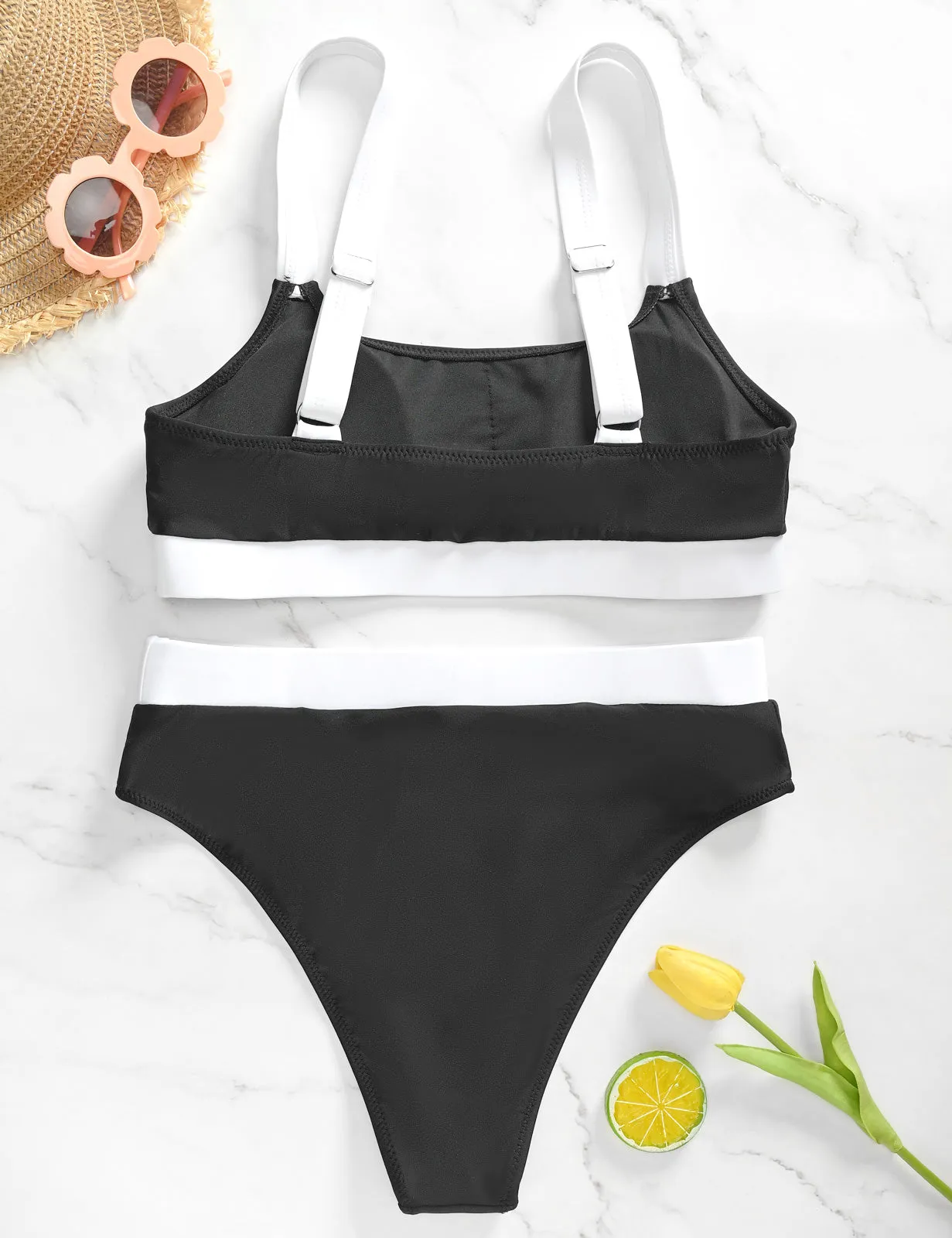 Sporty Color Block Bikini Sets