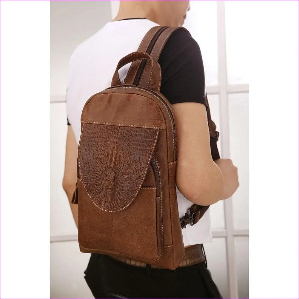 Unisex Embossed Nappa Leather Sling Shoulder Bag Solid Color Black Grey / Dark Brown / Fall & Winter