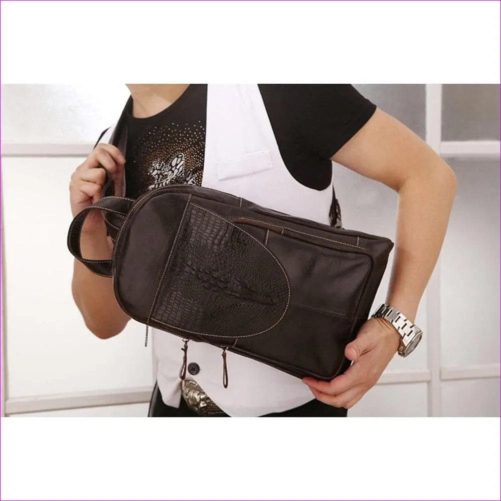 Unisex Embossed Nappa Leather Sling Shoulder Bag Solid Color Black Grey / Dark Brown / Fall & Winter