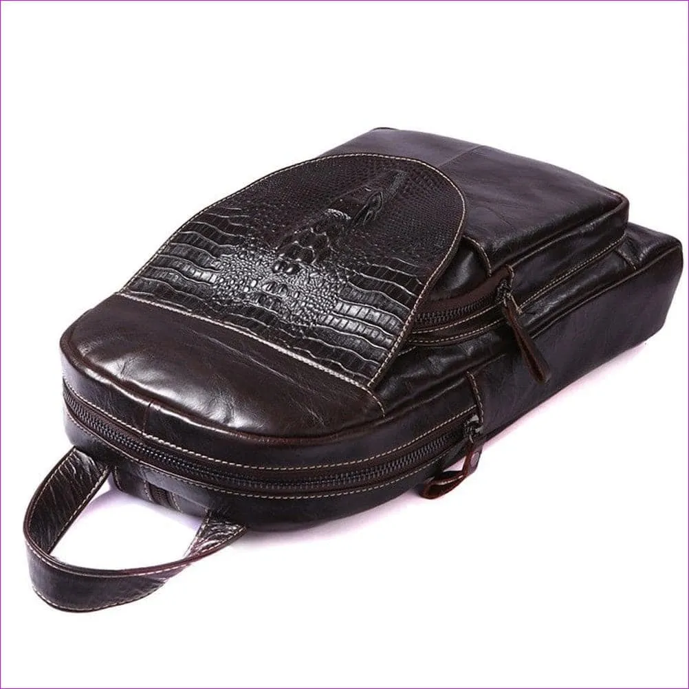 Unisex Embossed Nappa Leather Sling Shoulder Bag Solid Color Black Grey / Dark Brown / Fall & Winter