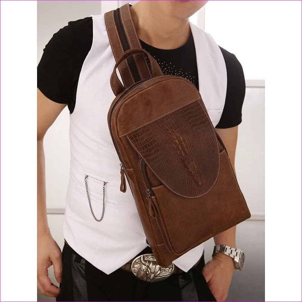 Unisex Embossed Nappa Leather Sling Shoulder Bag Solid Color Black Grey / Dark Brown / Fall & Winter