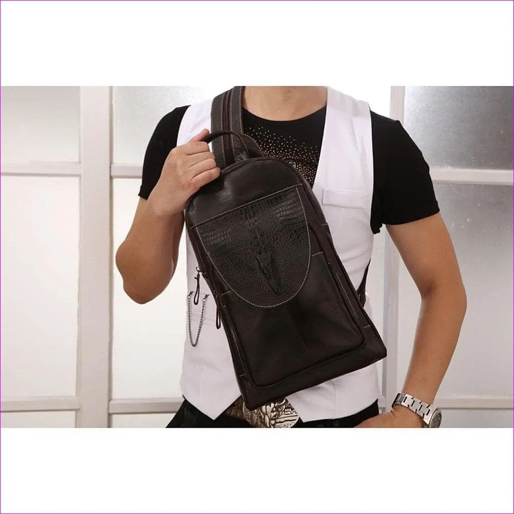 Unisex Embossed Nappa Leather Sling Shoulder Bag Solid Color Black Grey / Dark Brown / Fall & Winter