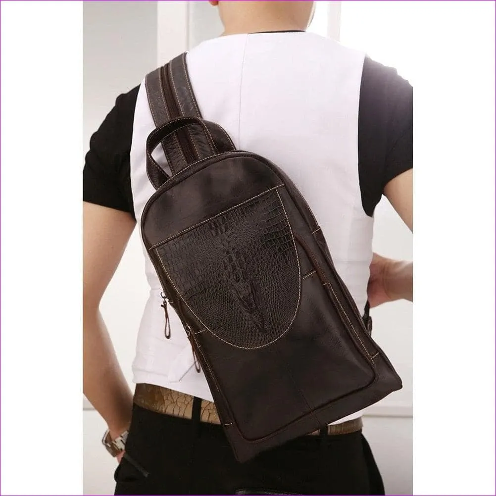 Unisex Embossed Nappa Leather Sling Shoulder Bag Solid Color Black Grey / Dark Brown / Fall & Winter