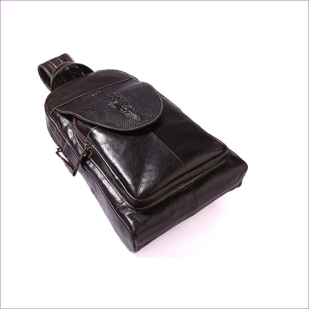 Unisex Embossed Nappa Leather Sling Shoulder Bag Solid Color Black Grey / Dark Brown / Fall & Winter