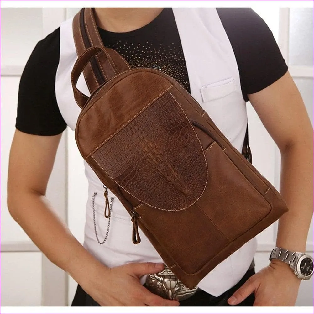 Unisex Embossed Nappa Leather Sling Shoulder Bag Solid Color Black Grey / Dark Brown / Fall & Winter