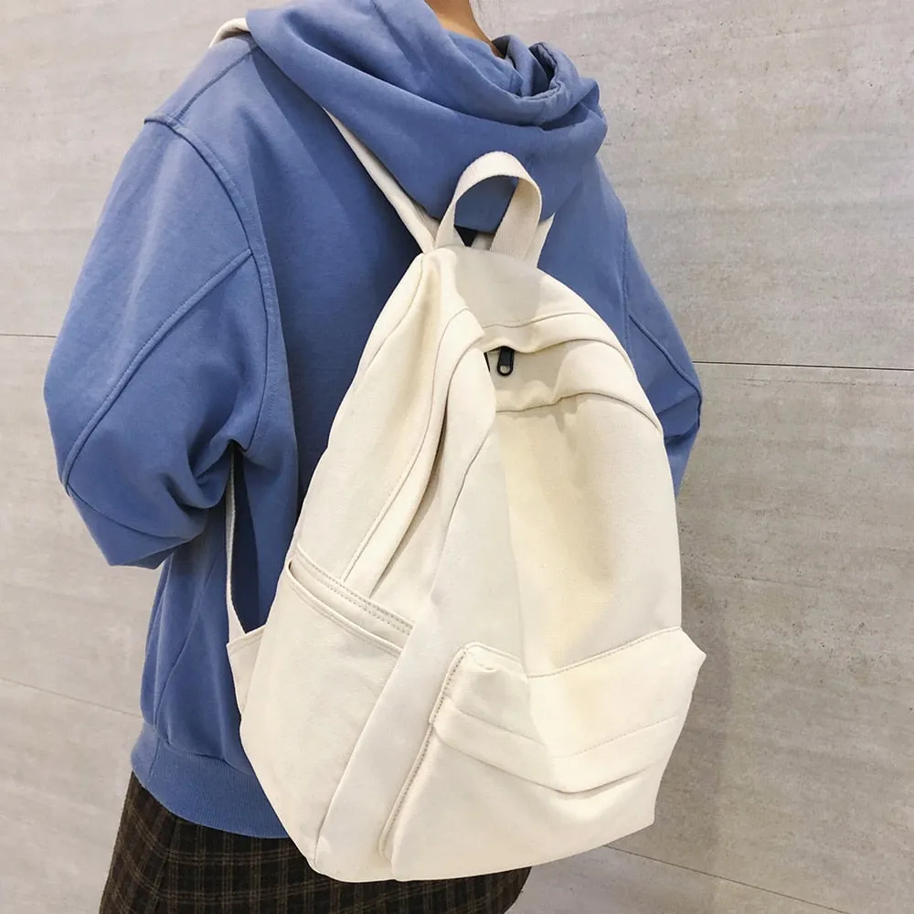 Wenkouban Student Female Cotton Canvas Backpack Kawaii Women Vintage School Bag Teenage Girl Cute Backpacks Fashion Ladies Luxury Bag Book
